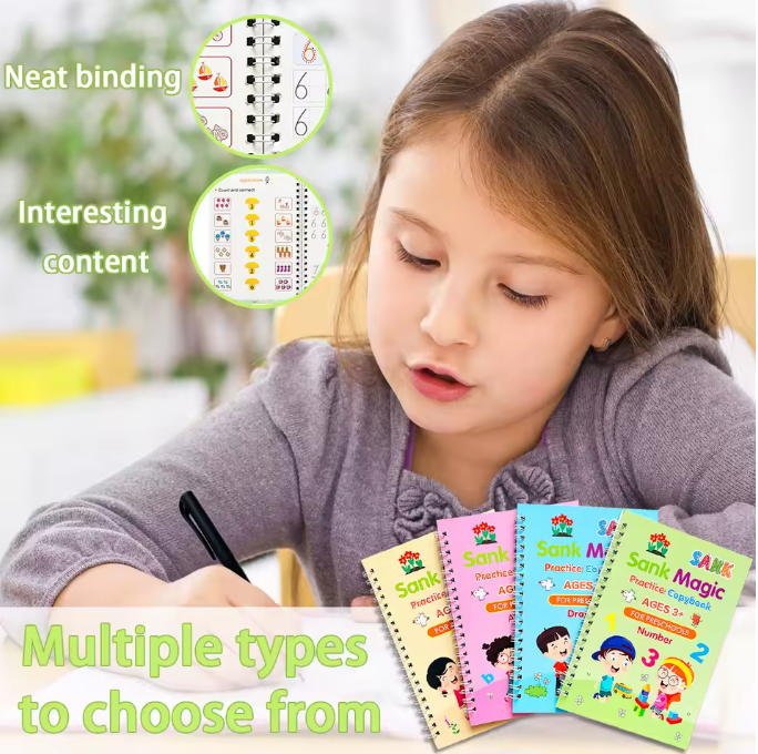 Magic Practice Copyboook™(4 BOOKS,1 PEN,1 GRIP,10 REFILL)